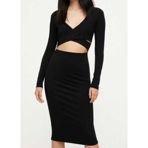 Wilfred Free Criss Cross Long Sleeve Cut out Midi Dress XS